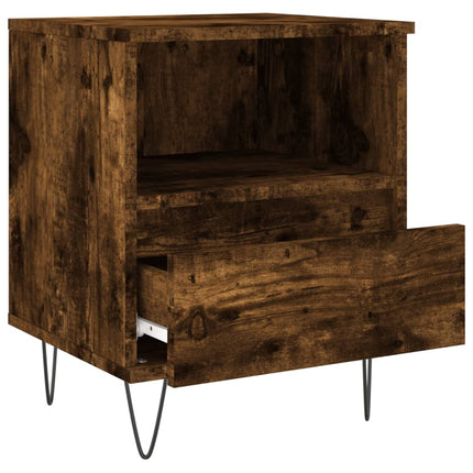 Sängbord rökfärgad ek 40x35x50 cm konstruerat trä