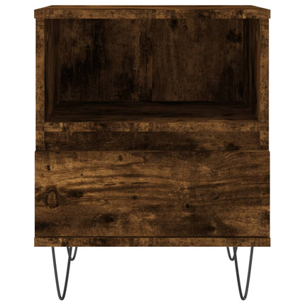 Sängbord rökfärgad ek 40x35x50 cm konstruerat trä