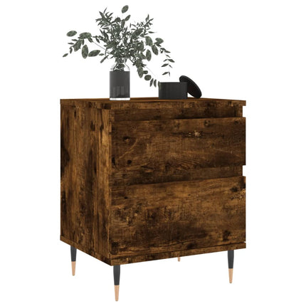 Sängbord rökfärgad ek 40x35x50 cm konstruerat trä