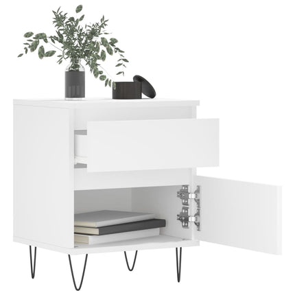 Sängbord vit 40x35x50 cm konstruerat trä