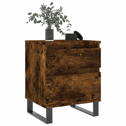 Sängbord rökfärgad ek 40x35x50 cm konstruerat trä