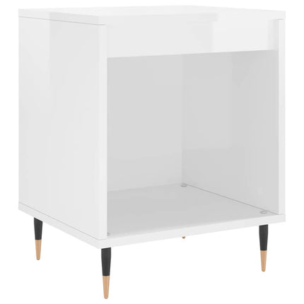 Sängbord 2 st vit högglans 40x35x50 cm konstruerat trä