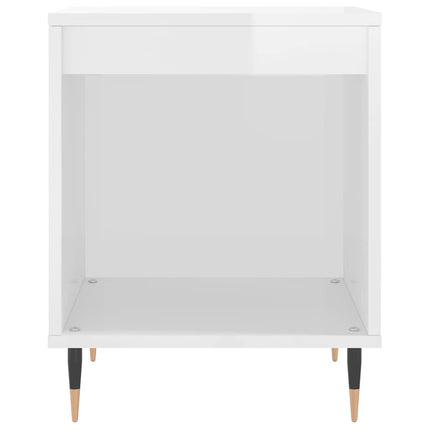 Sängbord 2 st vit högglans 40x35x50 cm konstruerat trä