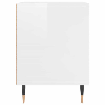 Sängbord 2 st vit högglans 40x35x50 cm konstruerat trä