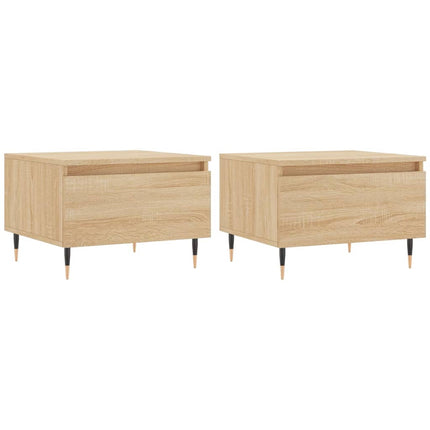 Soffbord 2 st sonoma-ek 50x46x35 cm konstruerat trä