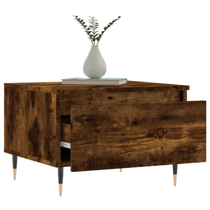 Soffbord 2 st rökfärgad ek 50x46x35 cm konstruerat trä