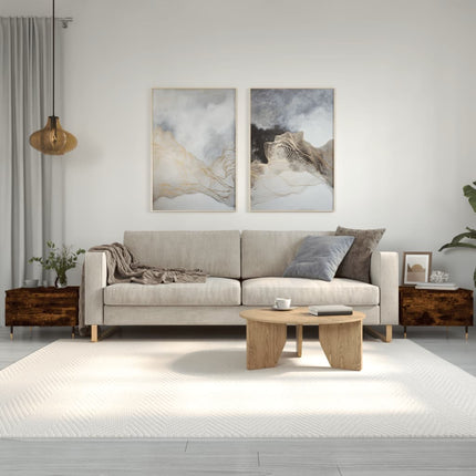 Soffbord 2 st rökfärgad ek 50x46x35 cm konstruerat trä