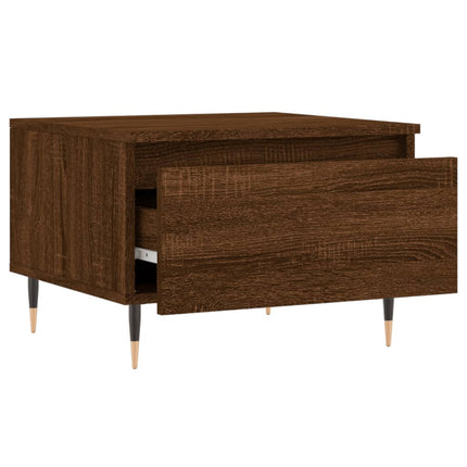 Soffbord 2 st brun ek 50x46x35 cm konstruerat trä