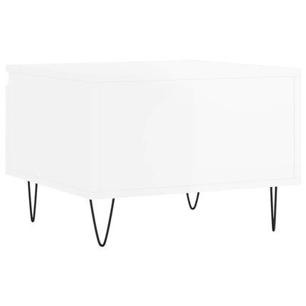 Soffbord 2 st vit högglans 50x46x35 cm konstruerat trä
