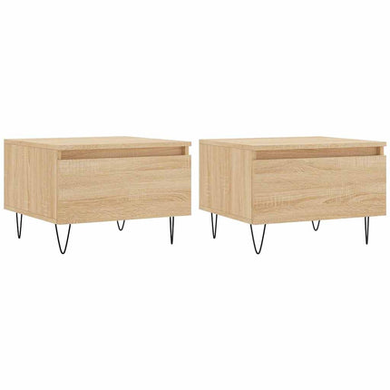 Soffbord 2 st sonoma-ek 50x46x35 cm konstruerat trä