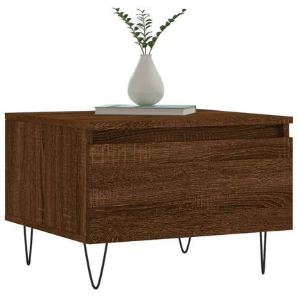Soffbord 2 st brun ek 50x46x35 cm konstruerat trä