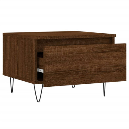 Soffbord 2 st brun ek 50x46x35 cm konstruerat trä