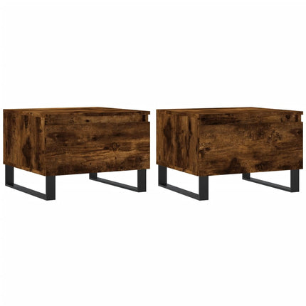 Soffbord 2 st rökfärgad ek 50x46x35 cm konstruerat trä