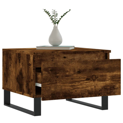 Soffbord 2 st rökfärgad ek 50x46x35 cm konstruerat trä