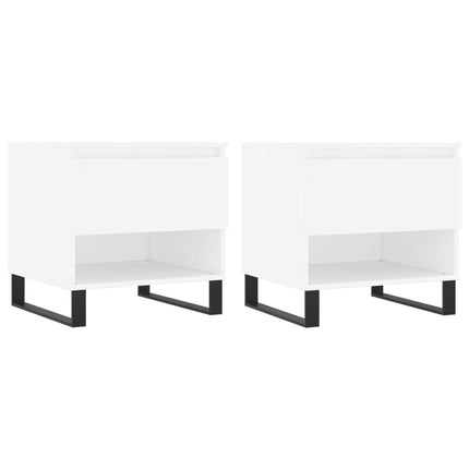 Soffbord 2 st vit 50x46x50 cm konstruerat trä