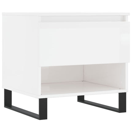 Soffbord 2 st vit högglans 50x46x50 cm konstruerat trä