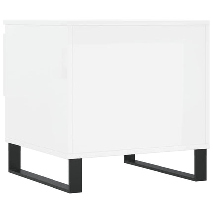 Soffbord 2 st vit högglans 50x46x50 cm konstruerat trä
