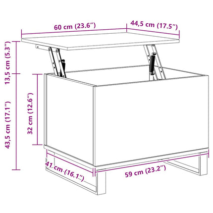 Soffbord rökfärgad ek 60x44,5x45 cm konstruerat trä