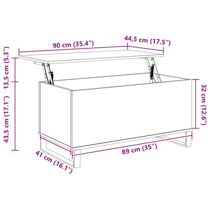 Soffbord brun ek 90x44,5x45 cm konstruerat trä