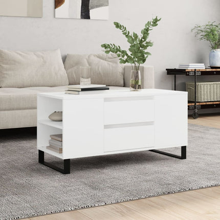 Soffbord vit 102x44,5x50 cm konstruerat trä