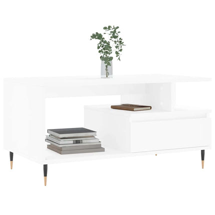 Soffbord vit 90x49x45 cm konstruerat trä