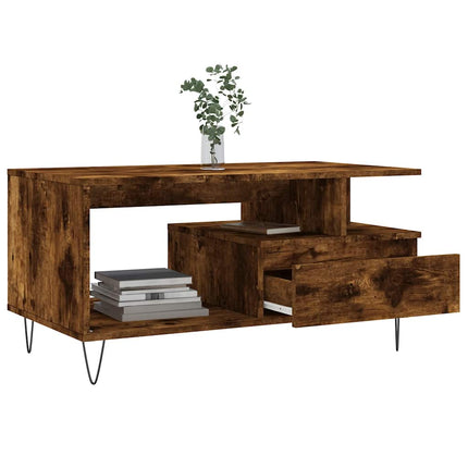 Soffbord rökfärgad ek 90x49x45 cm konstruerat trä