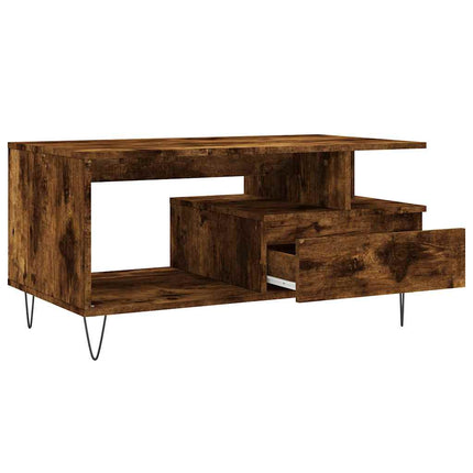 Soffbord rökfärgad ek 90x49x45 cm konstruerat trä