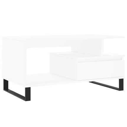 Soffbord vit 90x49x45 cm konstruerat trä