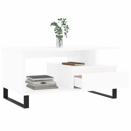 Soffbord vit 90x49x45 cm konstruerat trä