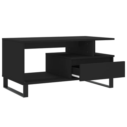 Soffbord svart 90x49x45 cm konstruerat trä