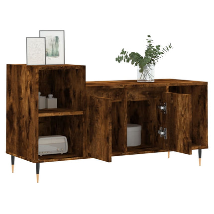 Tv-bänk rökfärgad ek 100x35x55 cm konstruerat trä