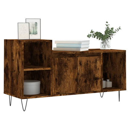 Tv-bänk rökfärgad ek 100x35x55 cm konstruerat trä