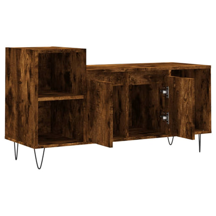Tv-bänk rökfärgad ek 100x35x55 cm konstruerat trä