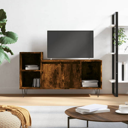 Tv-bänk rökfärgad ek 100x35x55 cm konstruerat trä