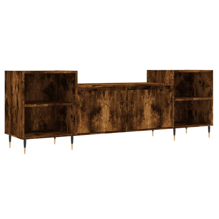 Tv-bänk rökfärgad ek 160x35x55 cm konstruerat trä
