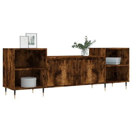 Tv-bänk rökfärgad ek 160x35x55 cm konstruerat trä