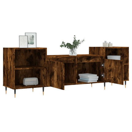 Tv-bänk rökfärgad ek 160x35x55 cm konstruerat trä