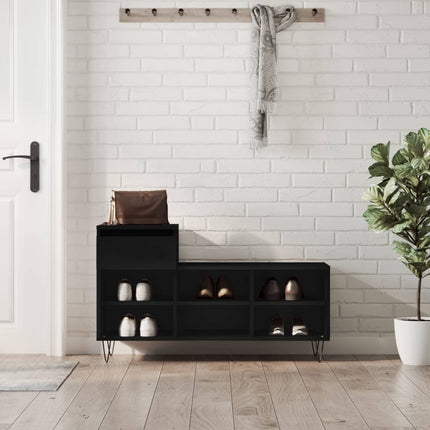 Skoskåp svart 102x36x60 cm konstruerat trä