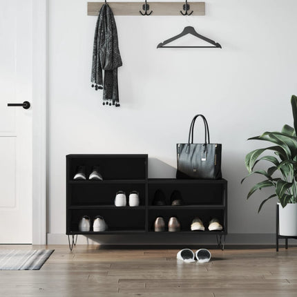 Skoskåp svart 102x36x60 cm konstruerat trä