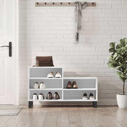 Skoskåp vit högglans 102x36x60 cm konstruerat trä