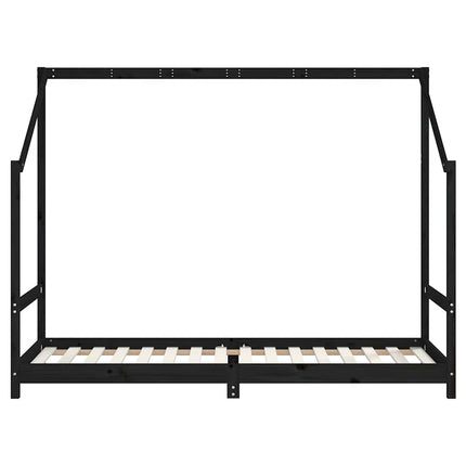Sängram för barnsäng svart 80x200 cm massiv furu