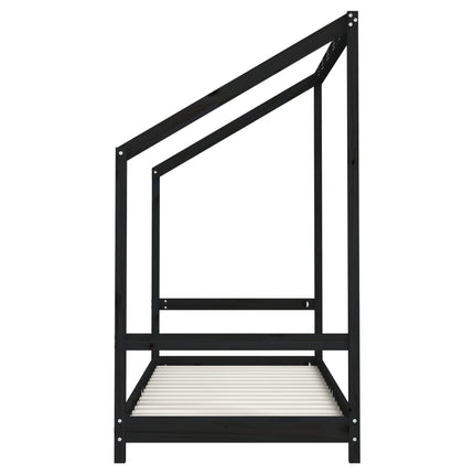 Sängram för barnsäng svart 80x200 cm massiv furu