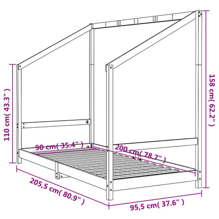 Sängram för barnsäng 90x200 cm massiv furu