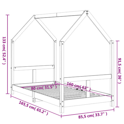 Sängram för barnsäng 80x160 cm massiv furu