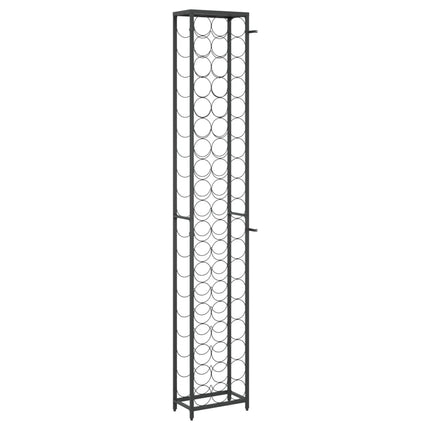 Vinställ för 57 flaskor svart 34x18x200 cm smidesjärn