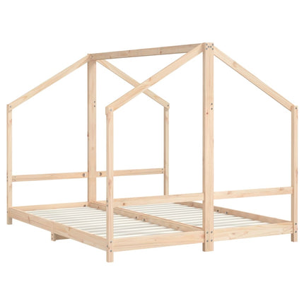 Sängram för barnsäng 2x(80x200) cm massiv furu