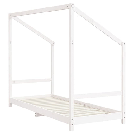 Sängram för barnsäng vit 2x(80x200) cm massiv furu