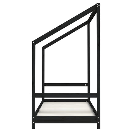 Sängram för barnsäng svart 2x(80x200) cm massiv furu