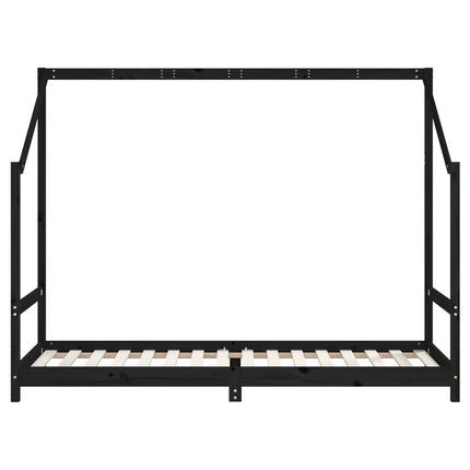 Sängram för barnsäng svart 2x(80x200) cm massiv furu