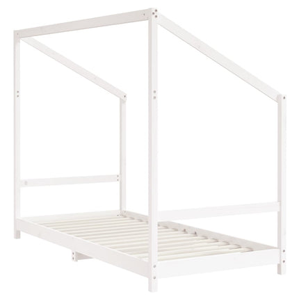 Sängram för barnsäng vit 2x(90x200) cm massiv furu